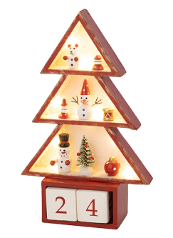 Christmas Scene 3-Shelf Lighted Wooden Advent Calendar