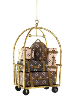 Luxury Hotel Cart with Monogram Luggage Ornament