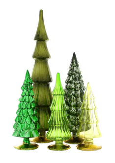 Glass Hue Christmas Trees Set/5 - Green