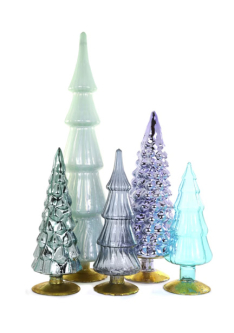 Glass Hue Christmas Trees Set/5 - Snowfall