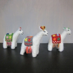 Colorful Llama Felt X-Mas Ornaments: Set of 3