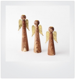 SVENDBORG 3-piece modern wooden angel figures