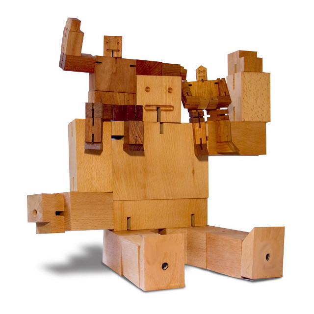 Giant Extra large Wooden Cubebot Robot 