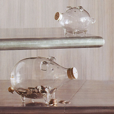 glass piggy bank