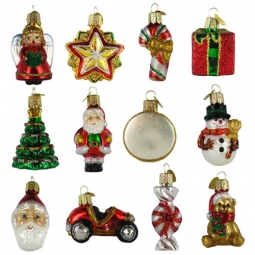 Nostalgic Miniature Glass Christmas Ornament Gift Set, 12 PC