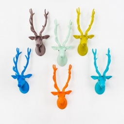 Faux Modern Deer Head Wall Decor, Multi-Color, Set/6