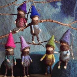 6/Set PIXIE Elves Christmas-Figurine Pixies Tree Ornaments w/Loops