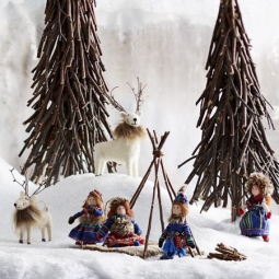 Scandinavia's Sami Reindeer Herder Tree Ornaments Set/12