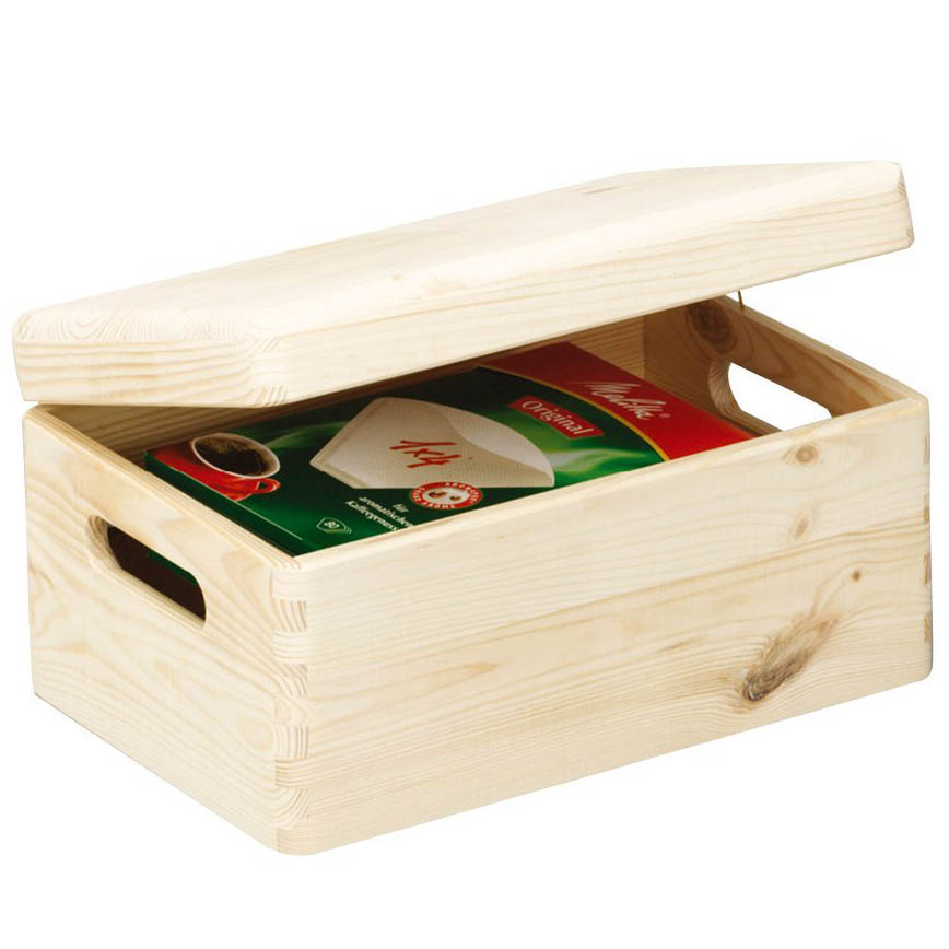 small wood storage box with lidB