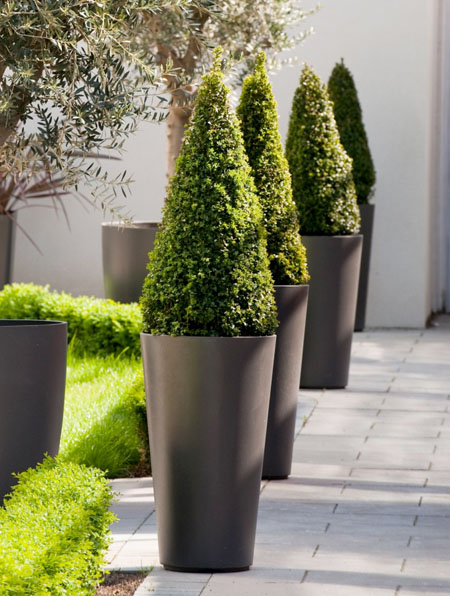 tall outdoor planters blue